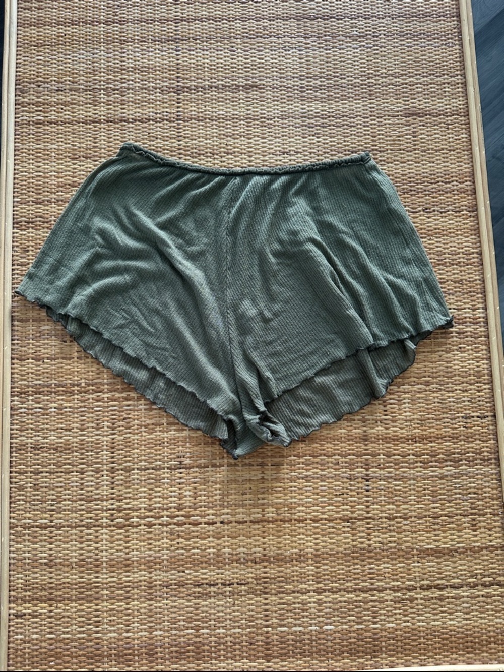 Urban Outfitters Olive Ribbed Lounge Shorts